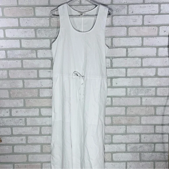 Eileen Fisher White Organic Cotton Drawstring Sleeveless Dress Size S - Picture 3 of 11